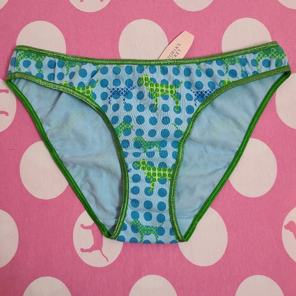 Rare VTG Victoria's Secret PINK Low Rise Bikini Panty XS Polka-dot Dogs